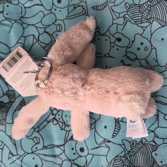 Jellycat Blosom Blush Bunny Bag Charm with Blue Drawstring Bag - Picture 4 of 4